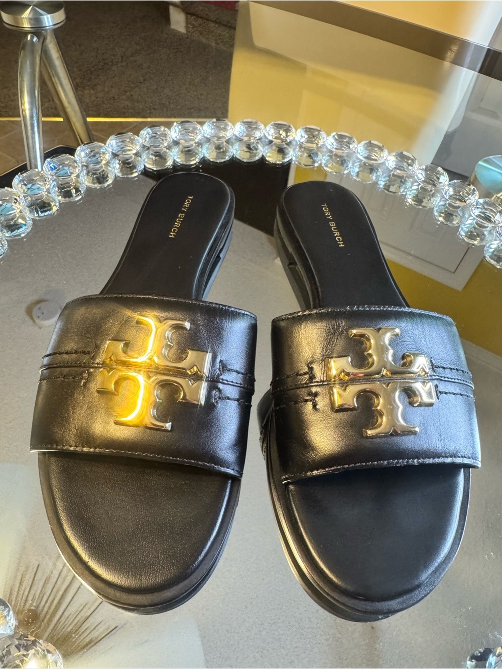 Tory Burch Everly Slide Sandals in Perfect Black. Size 8.5